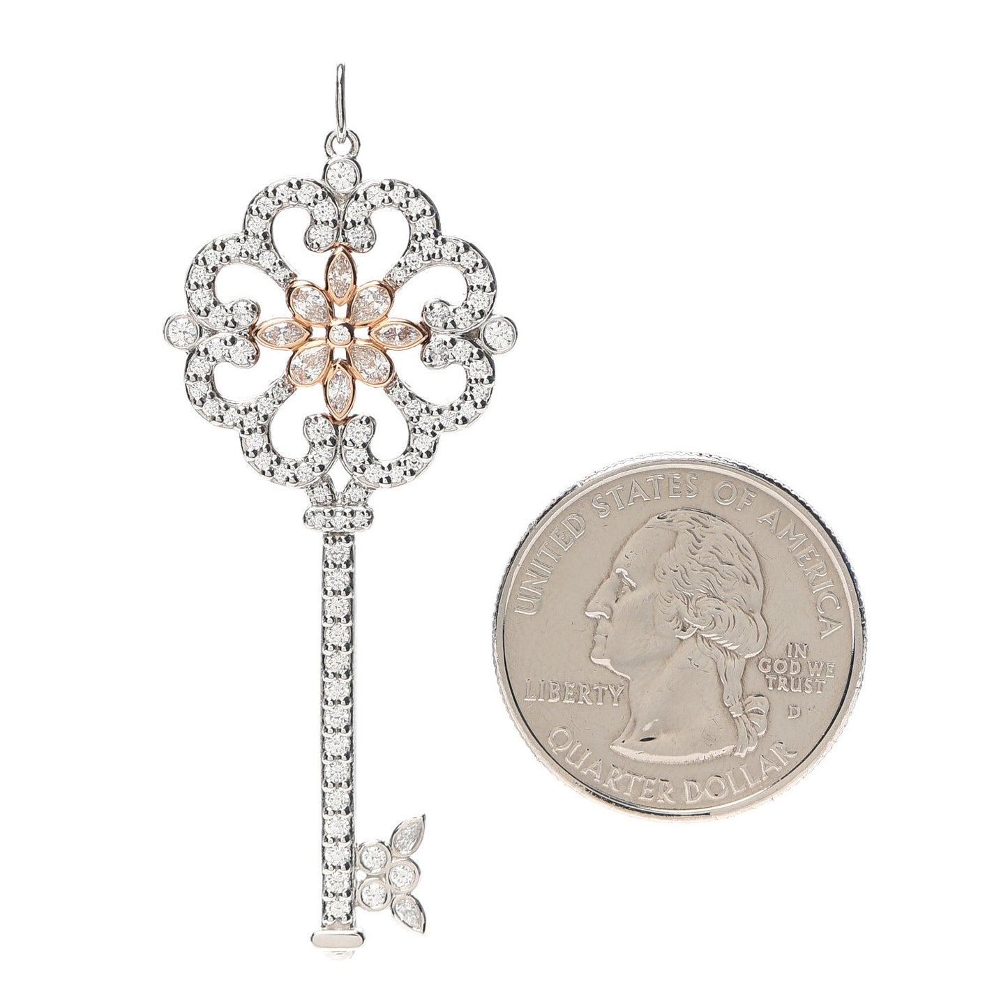 Platinum 18K Rose Gold Diamond Enchant Primrose Key Pendant