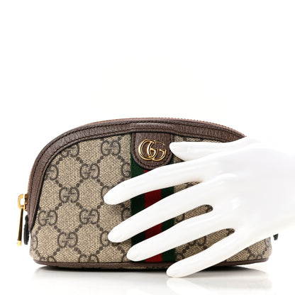 Gucci GG Supreme Monogram Textured Calfskin Web Medium Ophidia Cosmetic Case Beige Ebony New Acero 2 of 6