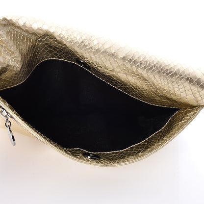 Stella McCartney Metallic Snakeskin Embossed Fold Over Falabella Clutch Gold 6 of 8