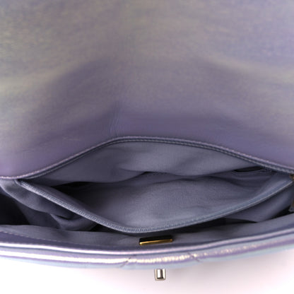 Chanel Iridescent Calfskin Quilted Medium Chanel 19 Flap Light Purple Blue 6 of 12