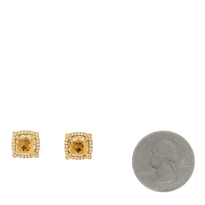 David Yurman 18K Yellow Gold Diamond Citrine 5mm Chatelaine Pave Bezel Stud Earrings 2 of 4