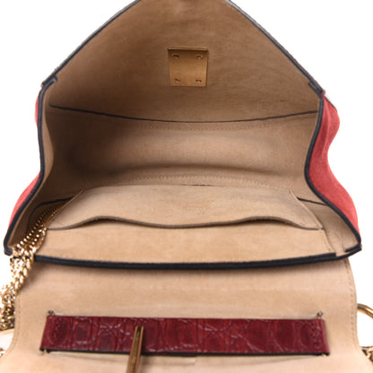 Chloe Calfskin Crocodile Embossed Drew Shoulder Bag Sienna Red 5 of 10