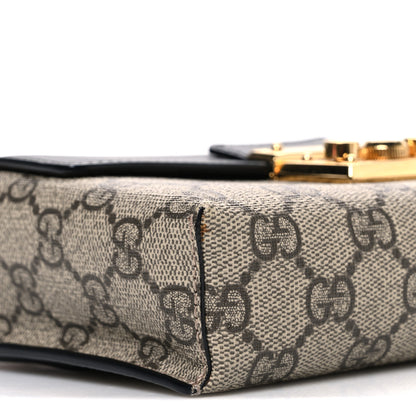 Gucci GG Supreme Monogram Calfskin Mini Padlock Top Handle Shoulder Bag Beige Black Cuir 8 of 10