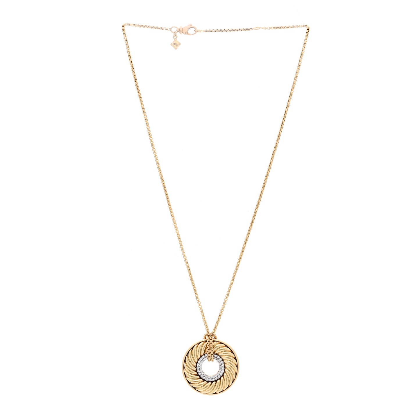 18K Yellow Gold Diamond 30mm Thoroughbred Pendant Necklace