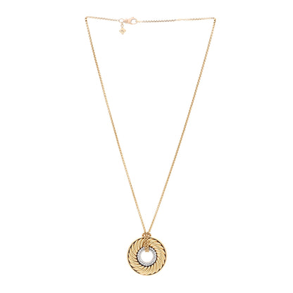 David Yurman 18K Yellow Gold Diamond 30mm Thoroughbred Pendant Necklace 3 of 5