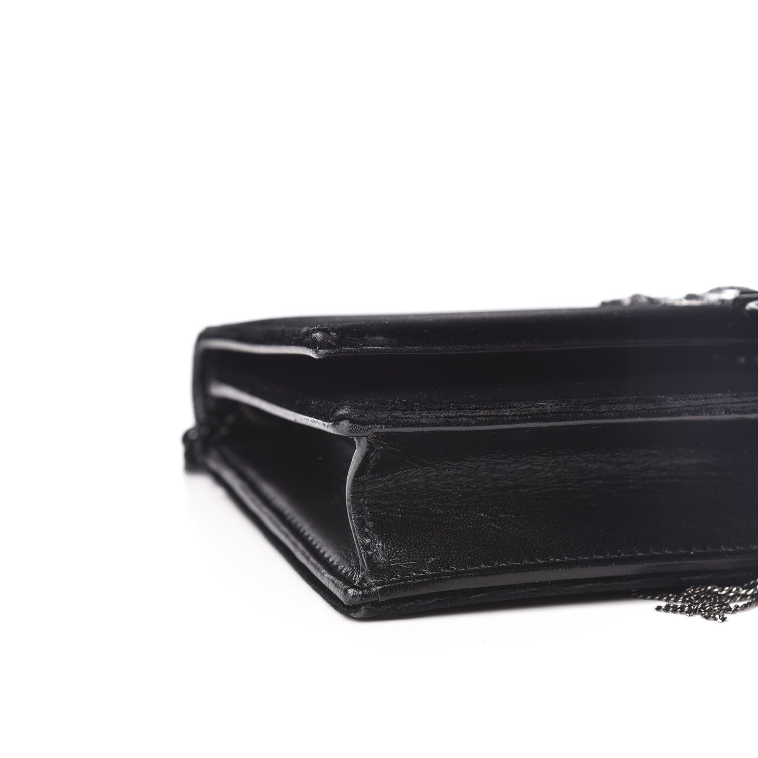 Saint Laurent Velvet Crystal Monogram Kate Tassel Shoulder Bag Black 9 of 12