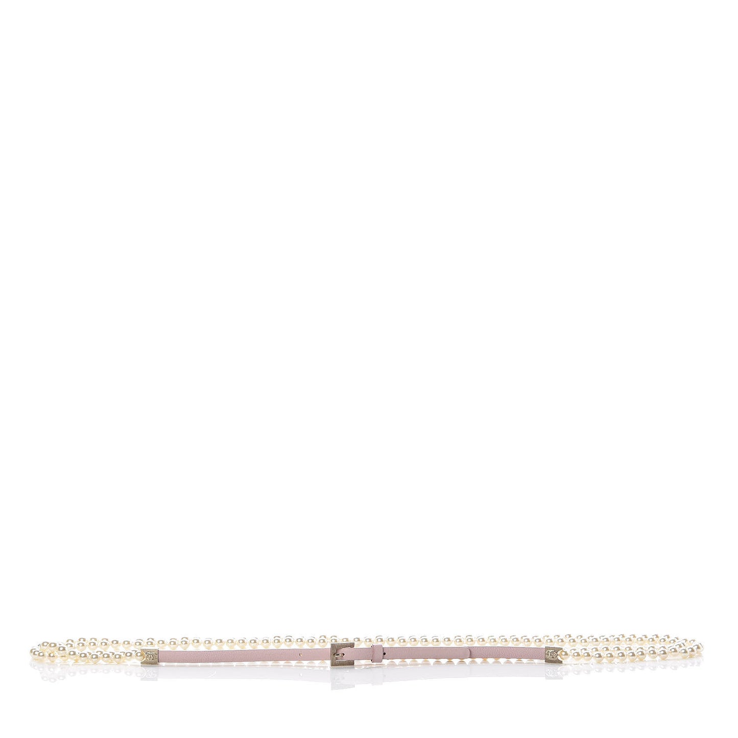 Pearl Lambskin CC Double Strand Belt 85 34 Pink