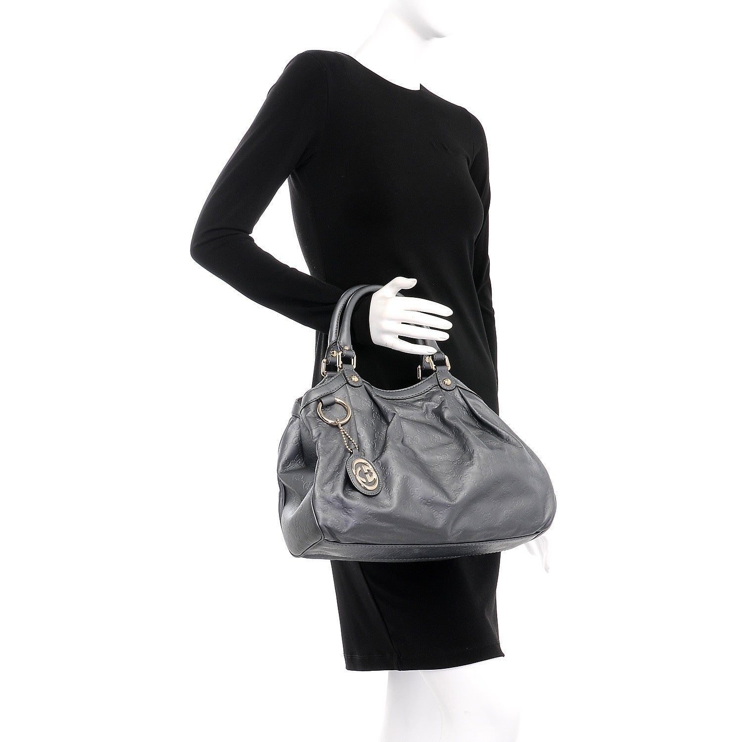 Gucci Guccissima Medium Sukey Tote Dark Silver 2 of 7