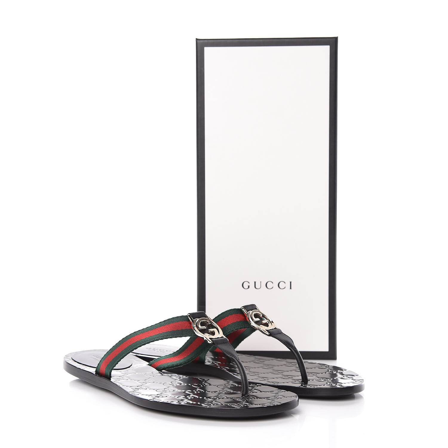 Gucci Nylon Guccissima Web Womens Thong Sandals 39 Green Red Black 8 of 8