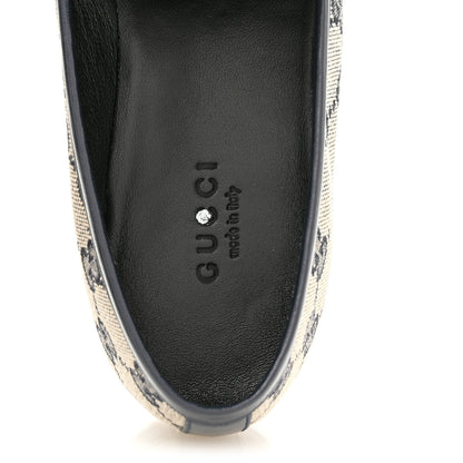 Gucci Monogram Malaga Kid Horsebit Womens Jordaan Loafers 36.5 Beige Blue 7 of 10