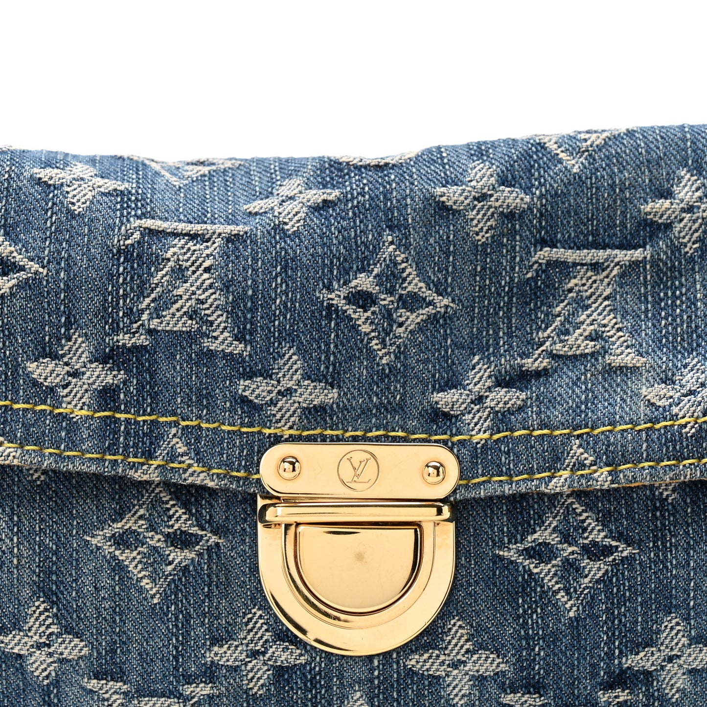 Monogram Denim Pochette Plat Clutch Blue