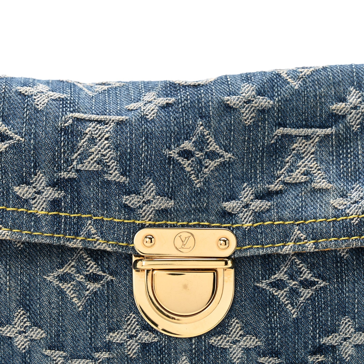Louis Vuitton Monogram Denim Pochette Plat Clutch Blue 8 of 12