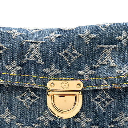 Louis Vuitton Monogram Denim Pochette Plat Clutch Blue 8 of 12