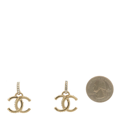 Chanel Metal Baguette Crystal CC Drop Earrings Gold 2 of 4