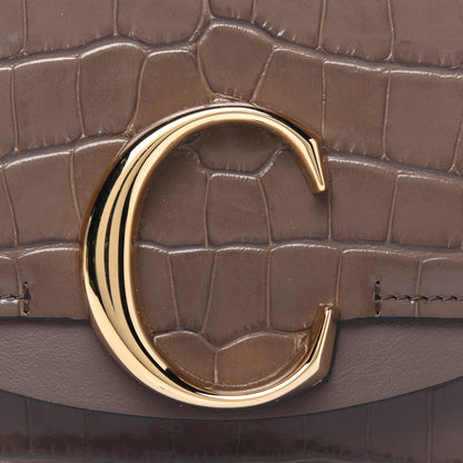 Chloe Calfskin Crocodile Embossed Mini C Double Carry Taupe 14 of 15