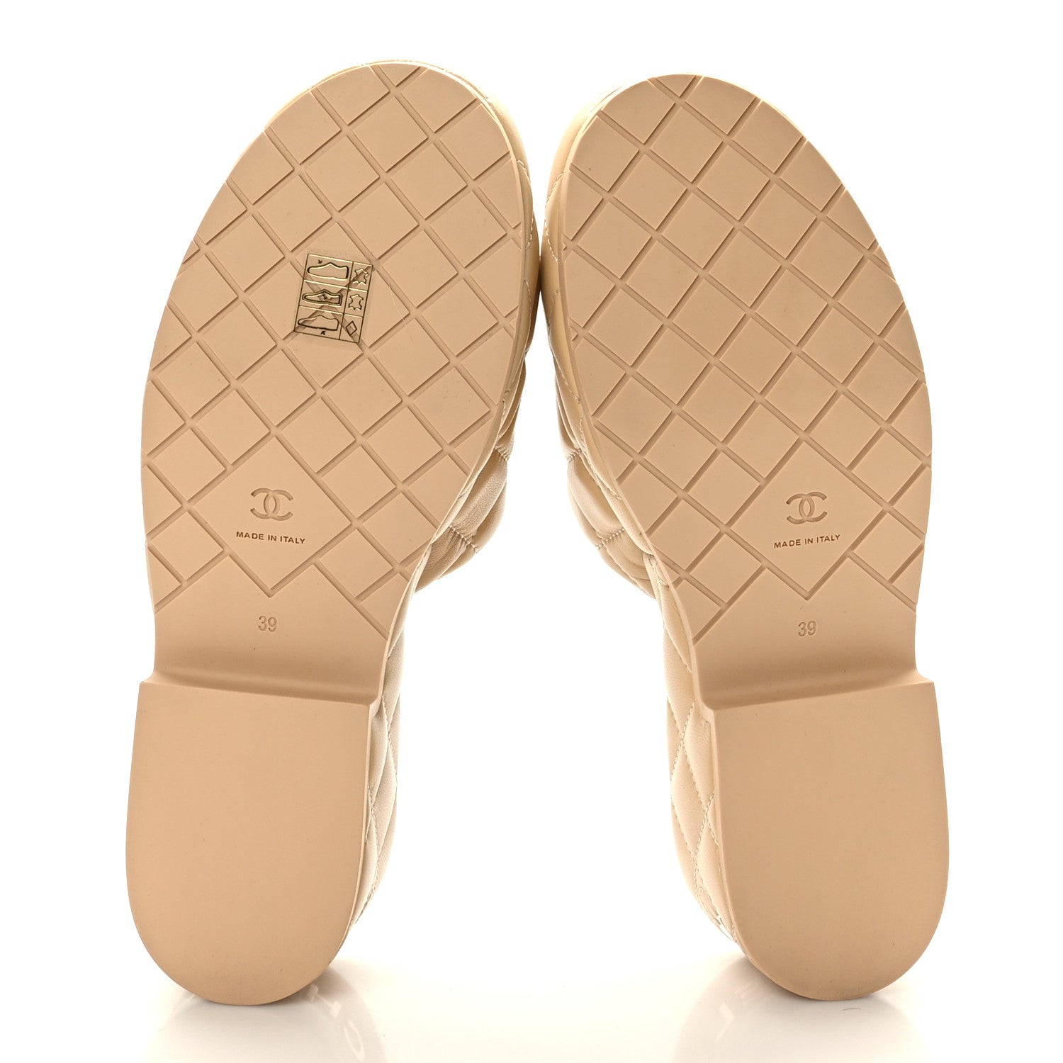 Chanel Lambskin Quilted CC Mules Wedge Sandals 39 Beige 6 of 8