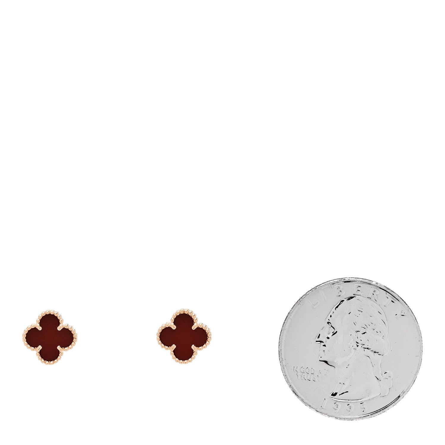 Van Cleef & Arpels 18K Rose Gold Carnelian Sweet Alhambra Earrings 2 of 5