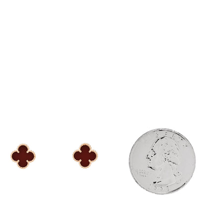 Van Cleef & Arpels 18K Rose Gold Carnelian Sweet Alhambra Earrings 2 of 5