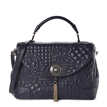 Versace Barocco Quilted Nappa Altea Vanitas Satchel Blue 1 of 13