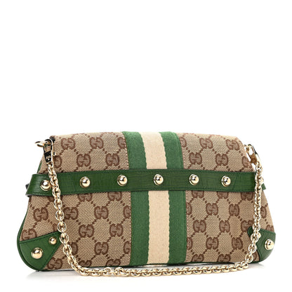 Gucci Monogram Web Small Horsebit Chain Clutch Green 3 of 11