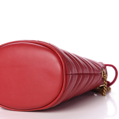Gucci Calfskin Matelasse Mini GG Marmont 2.0 Bucket Bag Hibiscus Red 9 of 10
