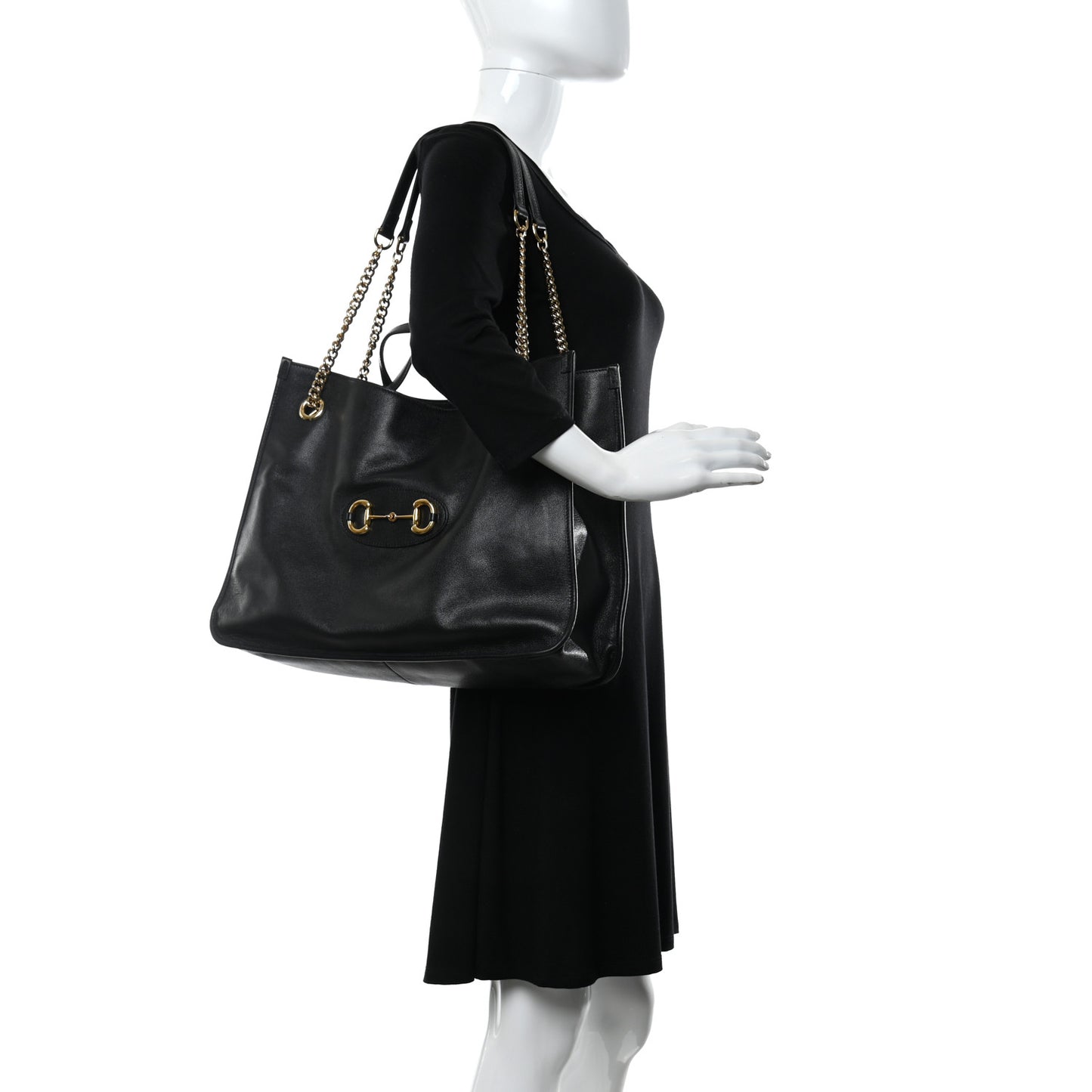 Calfskin Large Horsebit 1955 Tote Bag Black