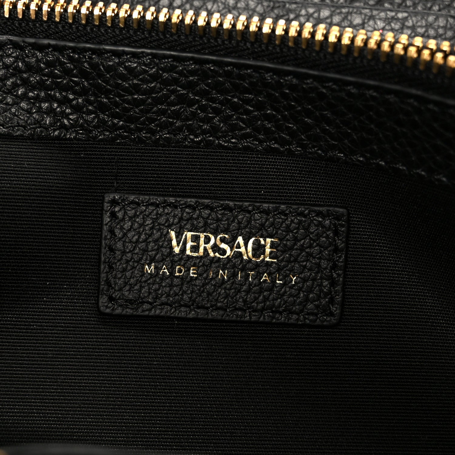 Versace Grained Calfskin Virtus Zip Around Wallet Black 6 of 9