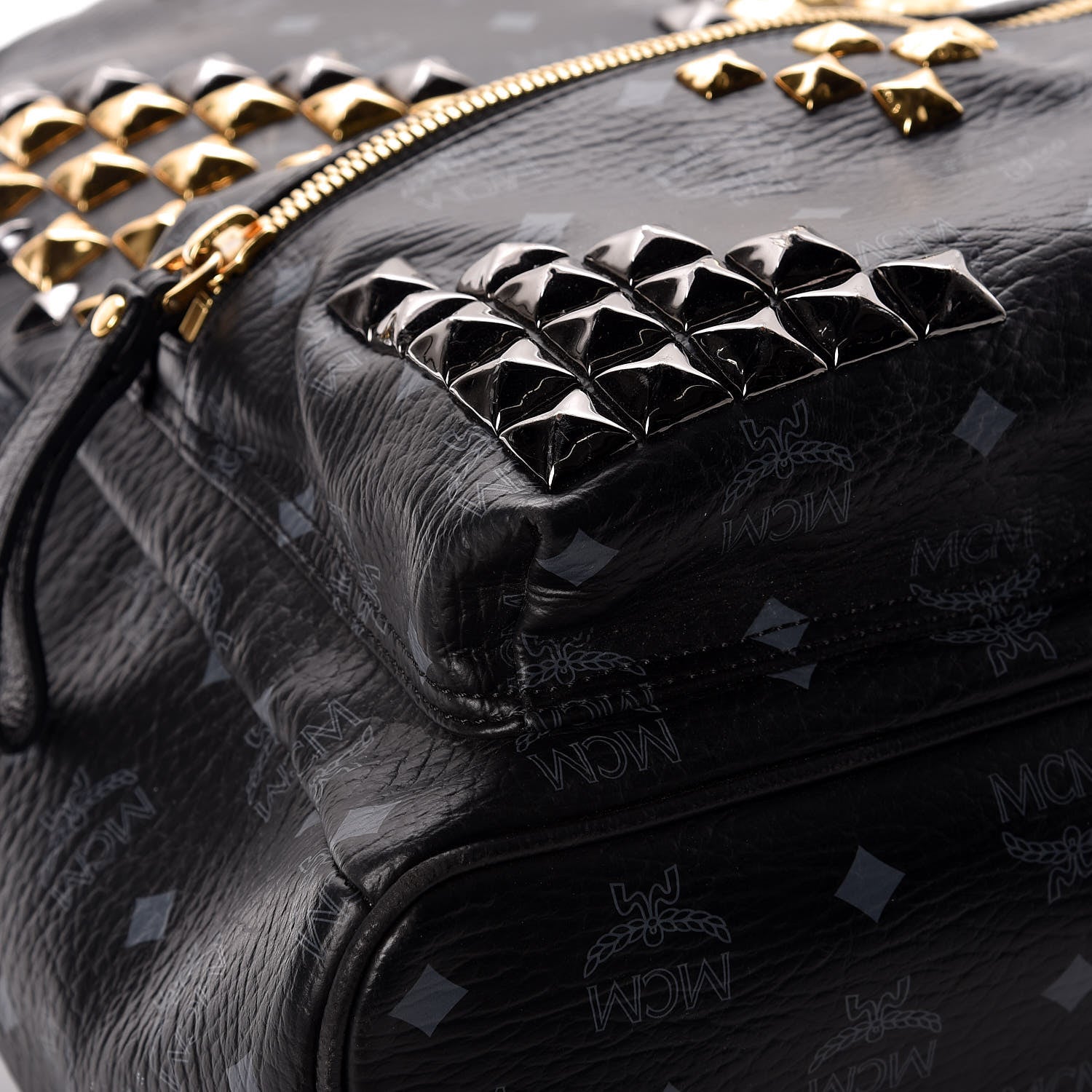 MCM Visetos Studded Medium Stark M Backpack Black 14 of 17