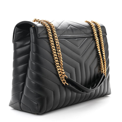 Saint Laurent Calfskin Y Quilted Monogram Large Loulou Chain Satchel Black 3 of 11