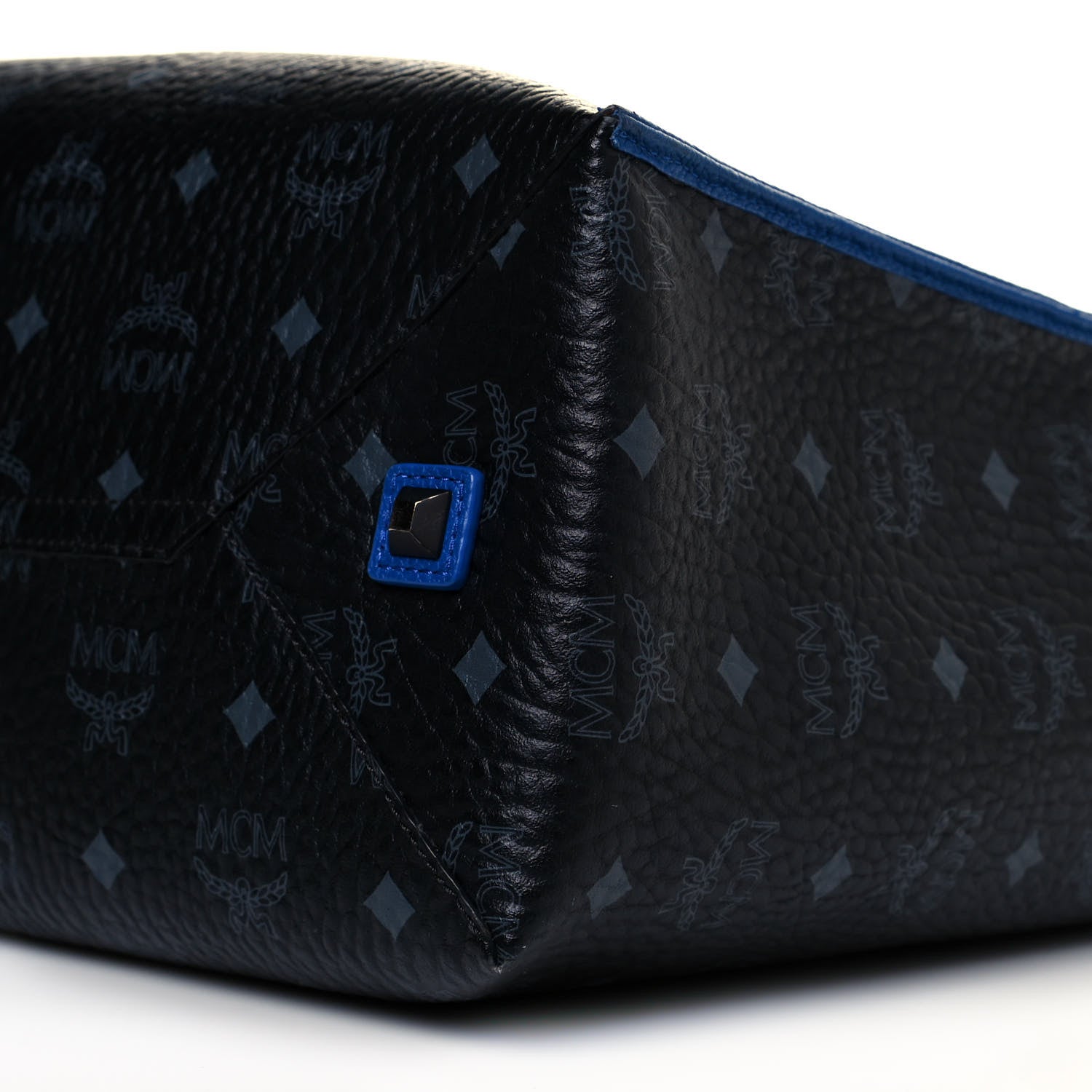 MCM Metallic Visetos Medium Kira Shopper Tote Black Blue 9 of 14