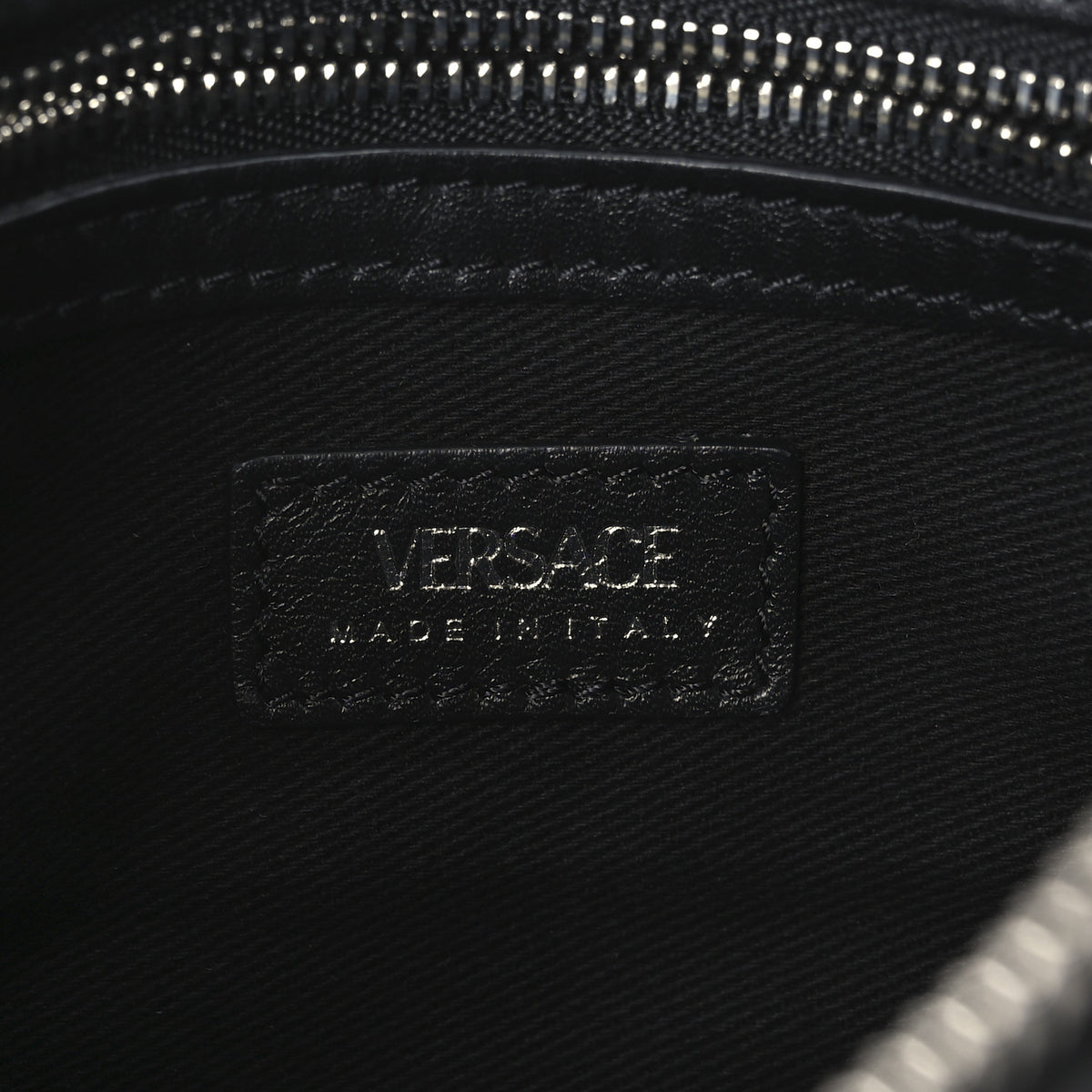 Versace Calfskin Mini Repeat Zip Hobo Black 6 of 10