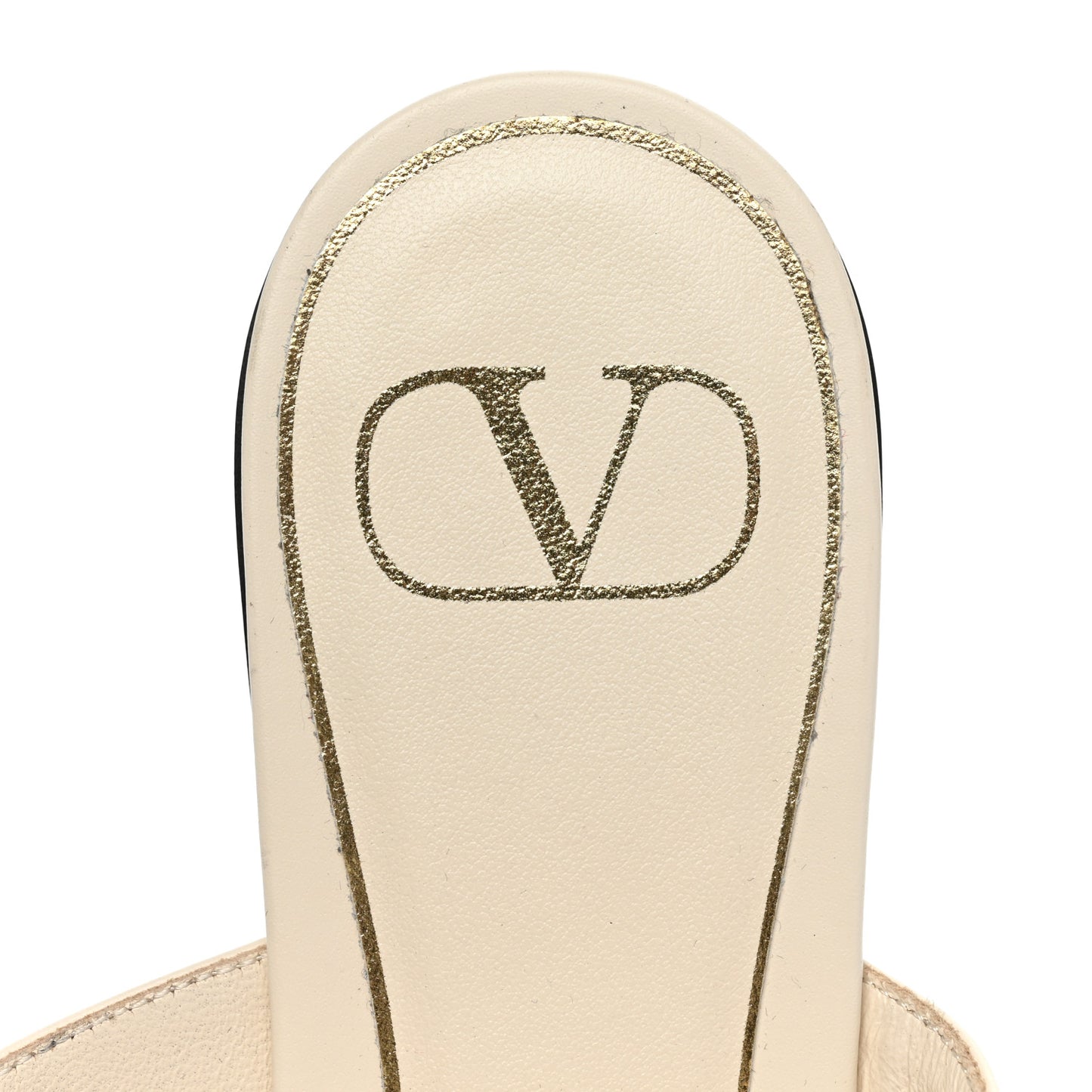 Calfskin Roman Stud Flat Slide Sandals 37 Light Ivory