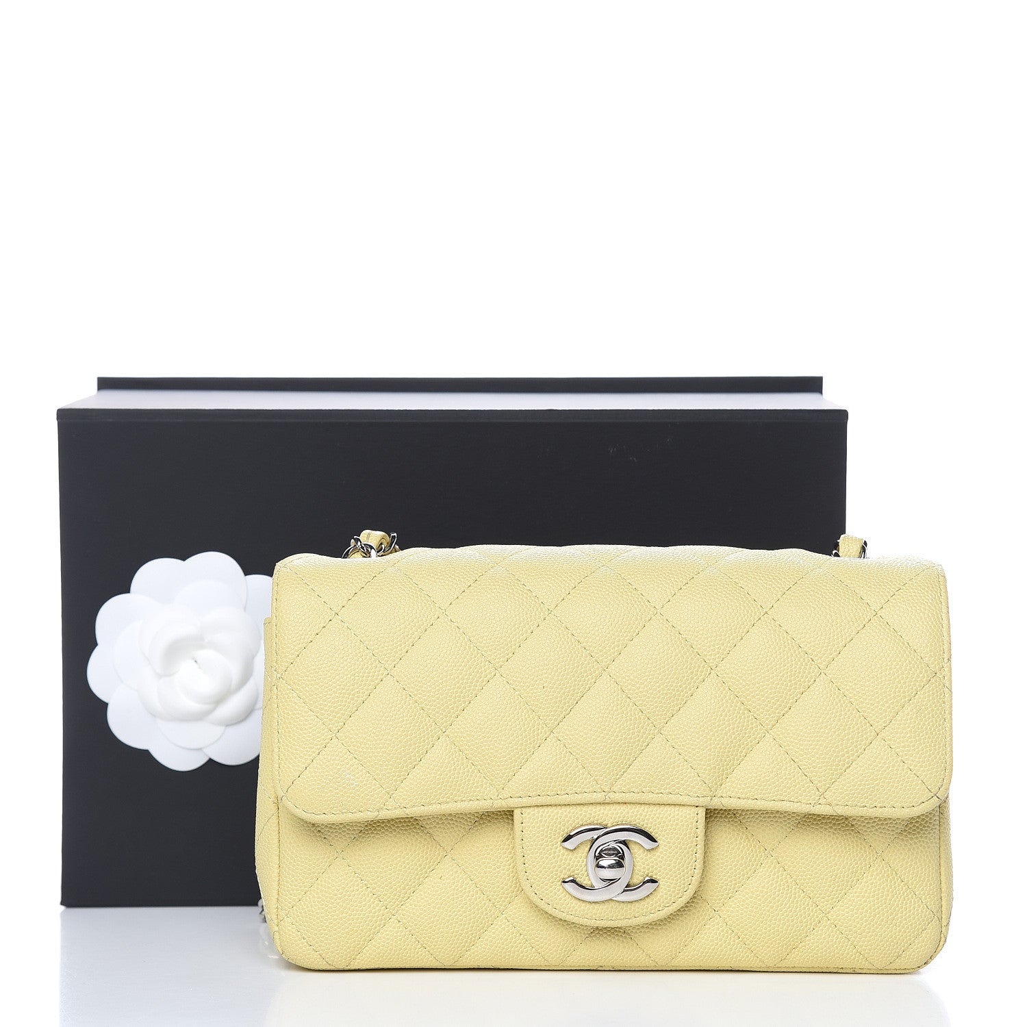 Chanel Caviar Quilted Mini Rectangular Flap Light Yellow 18 of 18