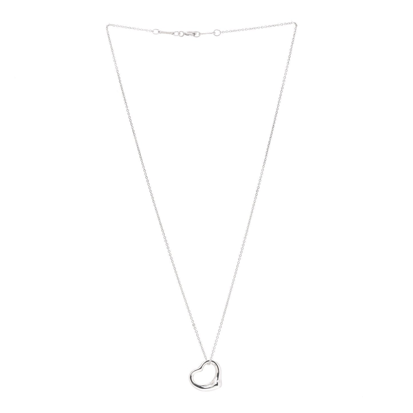 Sterling Silver 16mm Elsa Peretti Open Heart Pendant Necklace