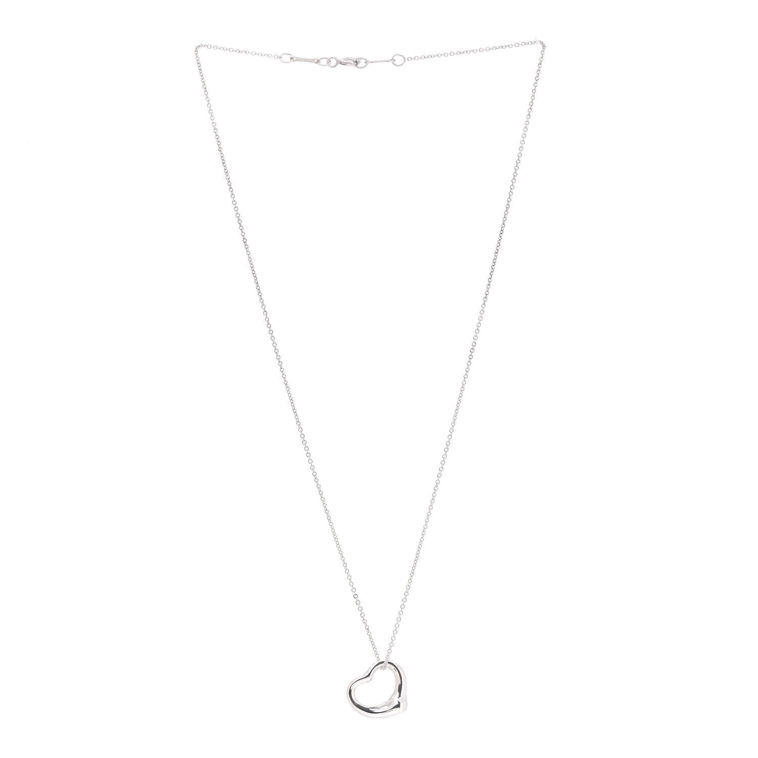 Tiffany Sterling Silver 16mm Elsa Peretti Open Heart Pendant Necklace 3 of 7