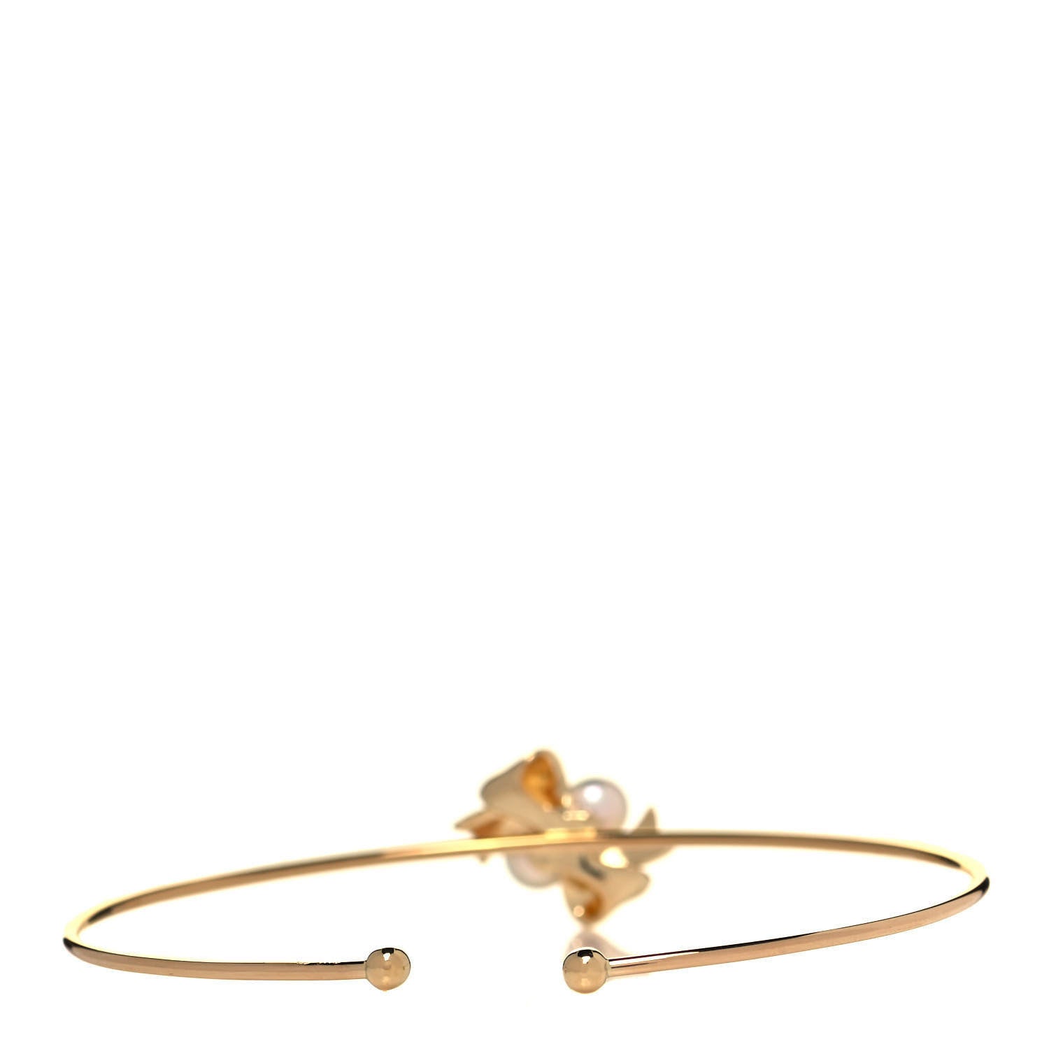 Mikimoto 18K Yellow Gold Akoya Pearl Ribbon Cuff Bracelet 3 of 4