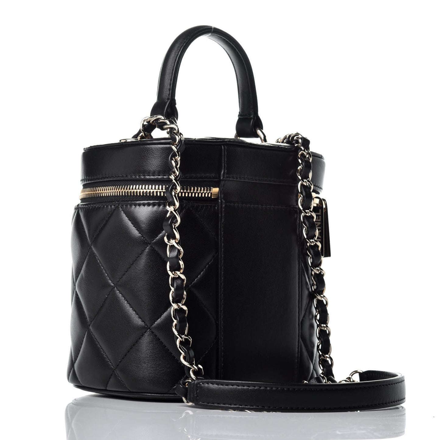 Lambskin Quilted Trendy Vanity Case Black