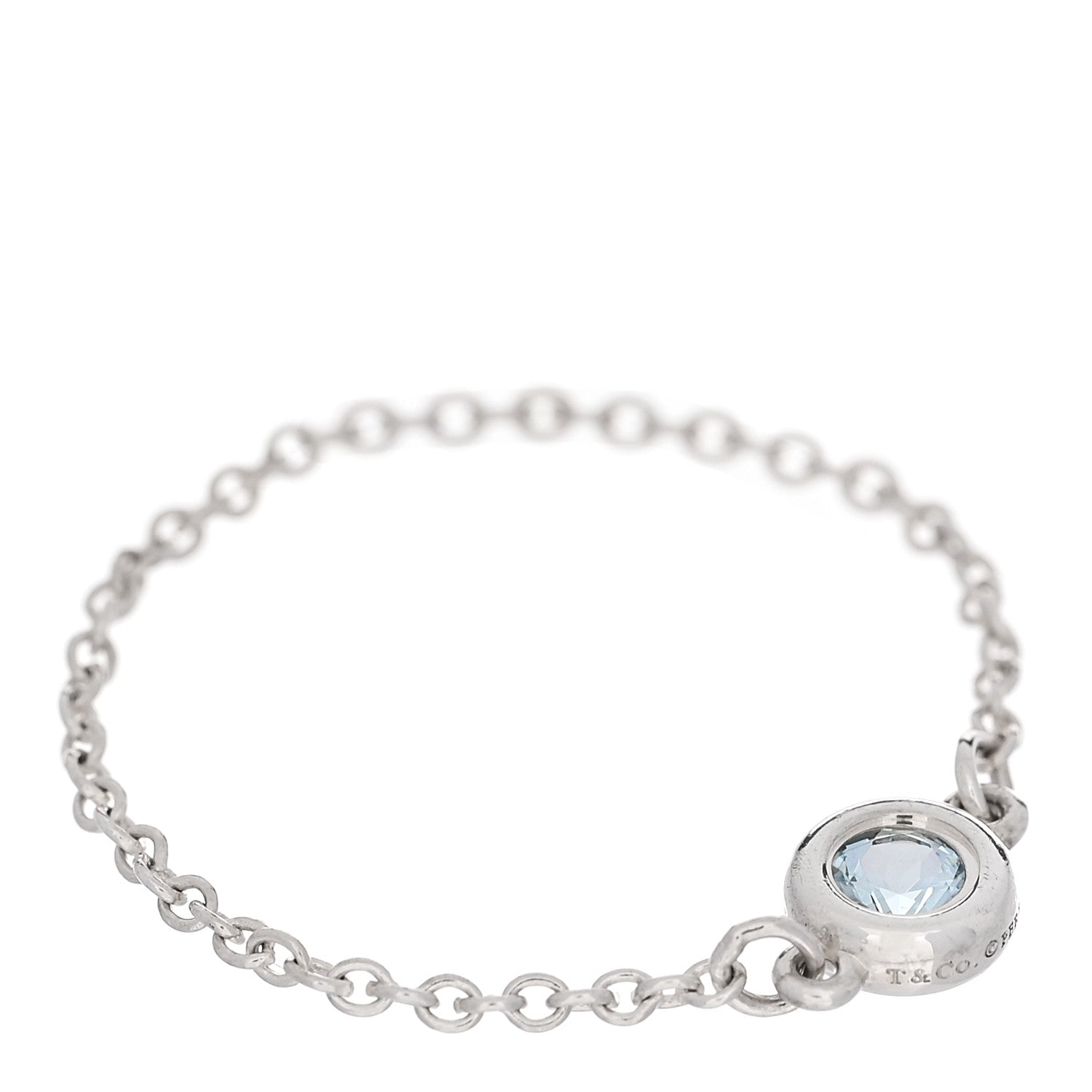 Tiffany Sterling Silver Aquamarine Elsa Peretti Color By The Yard Ring 55 7.25 1 of 6