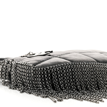 Chanel Lambskin Square Quilted Chain Fringe Pochette Black 9 of 10
