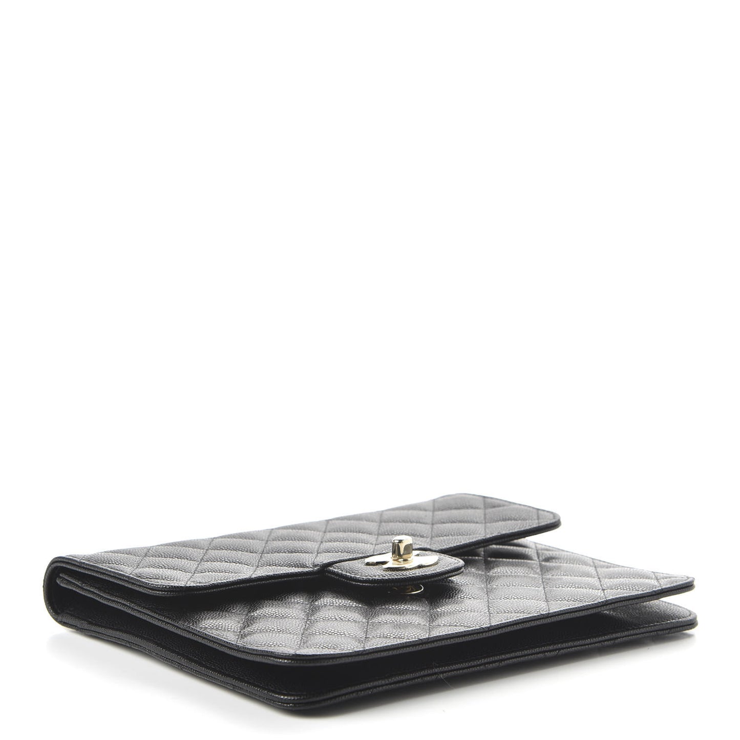 Caviar Quilted Square Flap Clutch Black