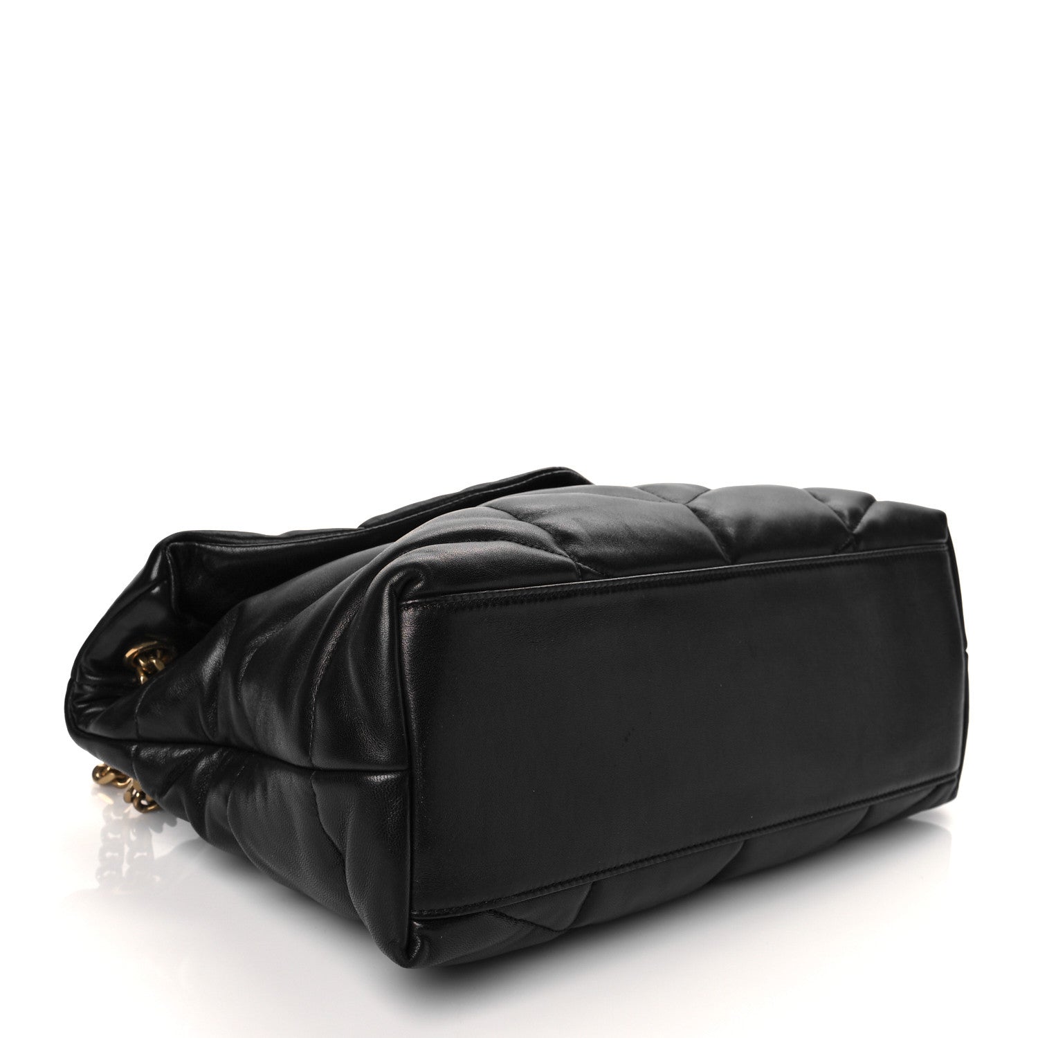 Saint Laurent Lambskin Quilted Medium Loulou Puffer Monogram Chain Satchel Black 3 of 9