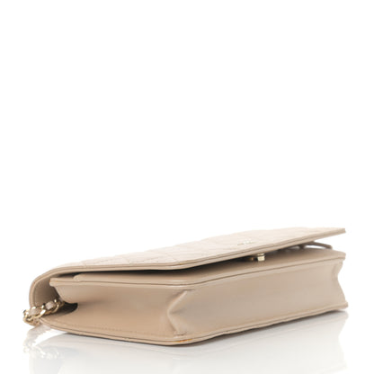 Chanel Iridescent Lambskin Quilted Pearl Wallet On Chain WOC Light Beige 3 of 12