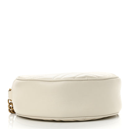 Gucci Calfskin Matelasse Mini GG Marmont Round Shoulder Bag White 4 of 10