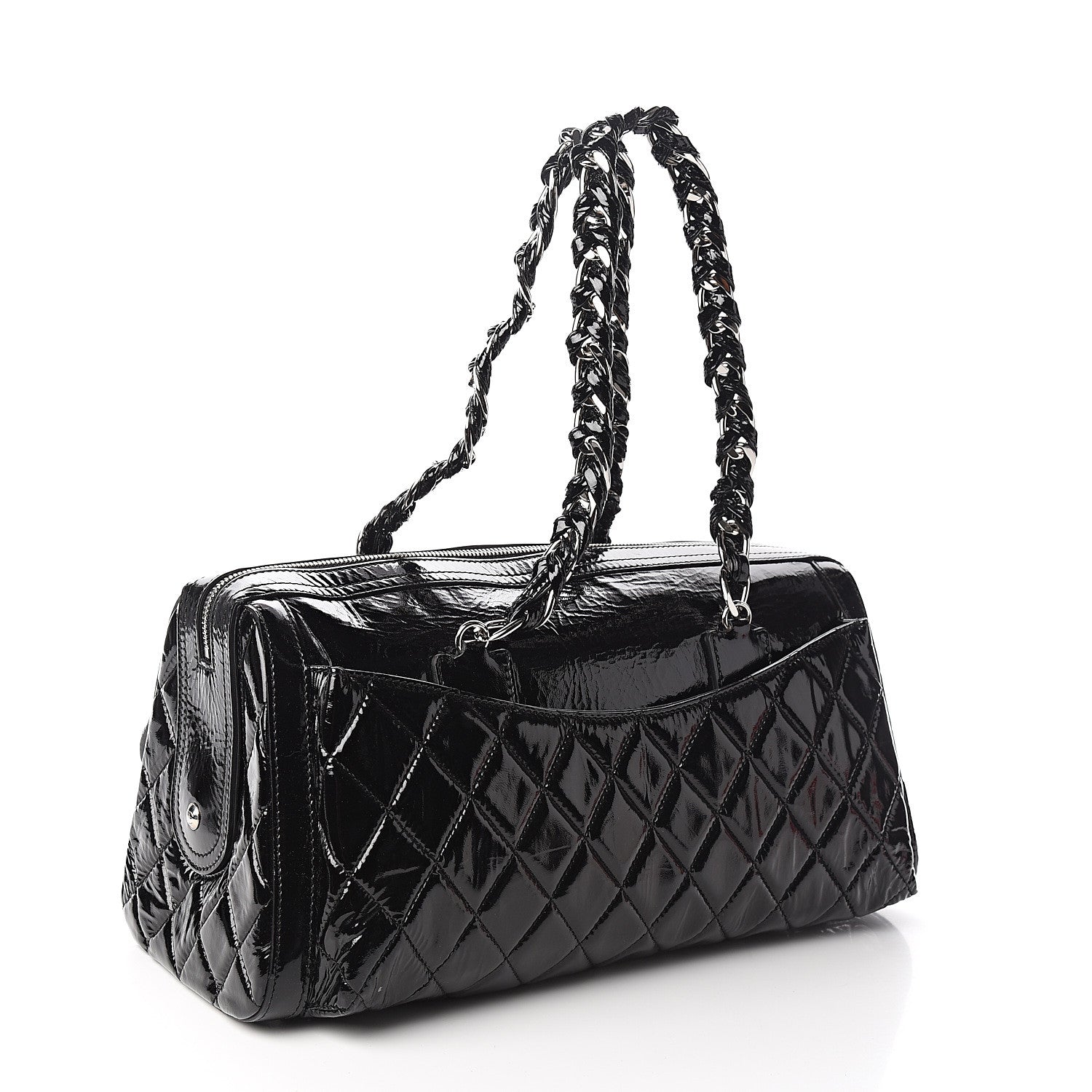 Chanel Patent Quilted Day Glo Flap Bag Black 2 of 10