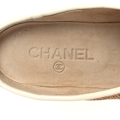 Chanel Raffia Patent Calfskin CC Espadrilles 40 Beige White Red 8 of 8