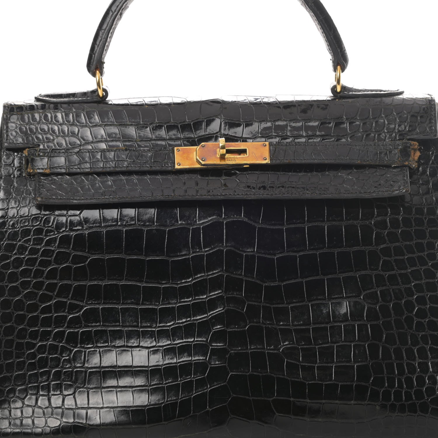 Hermes Shiny Crocodile Kelly Sellier 32 Black 9 of 23