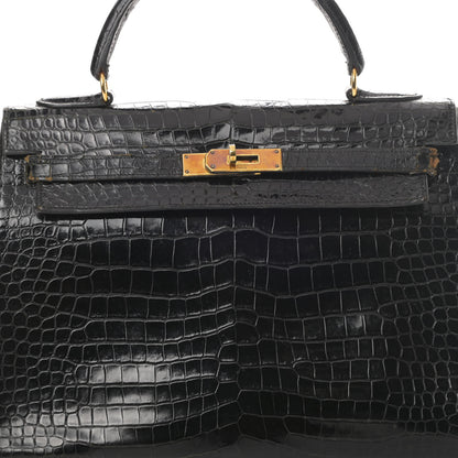 Hermes Shiny Crocodile Kelly Sellier 32 Black 9 of 23