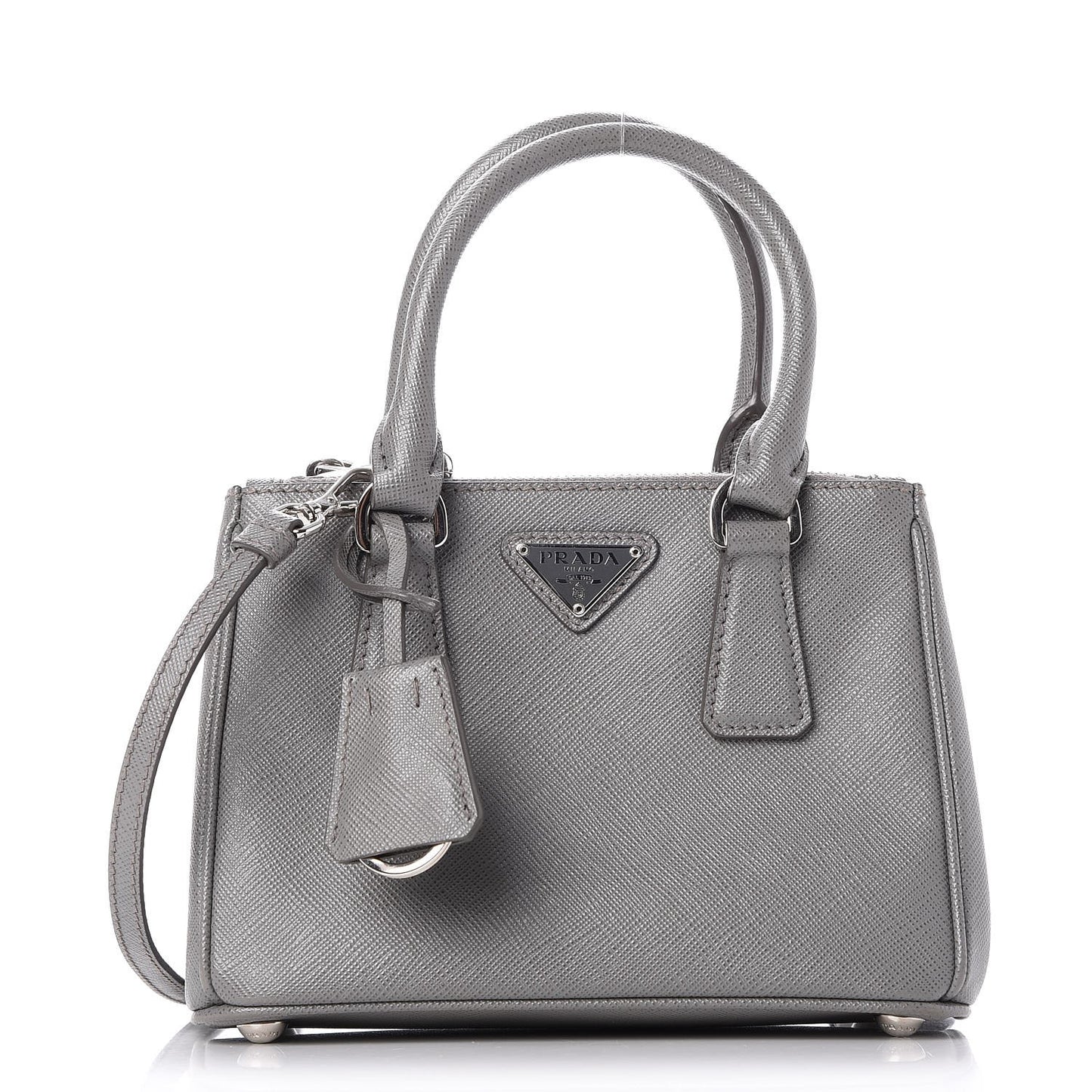Saffiano Micro Galleria Double Zip Tote Marmo