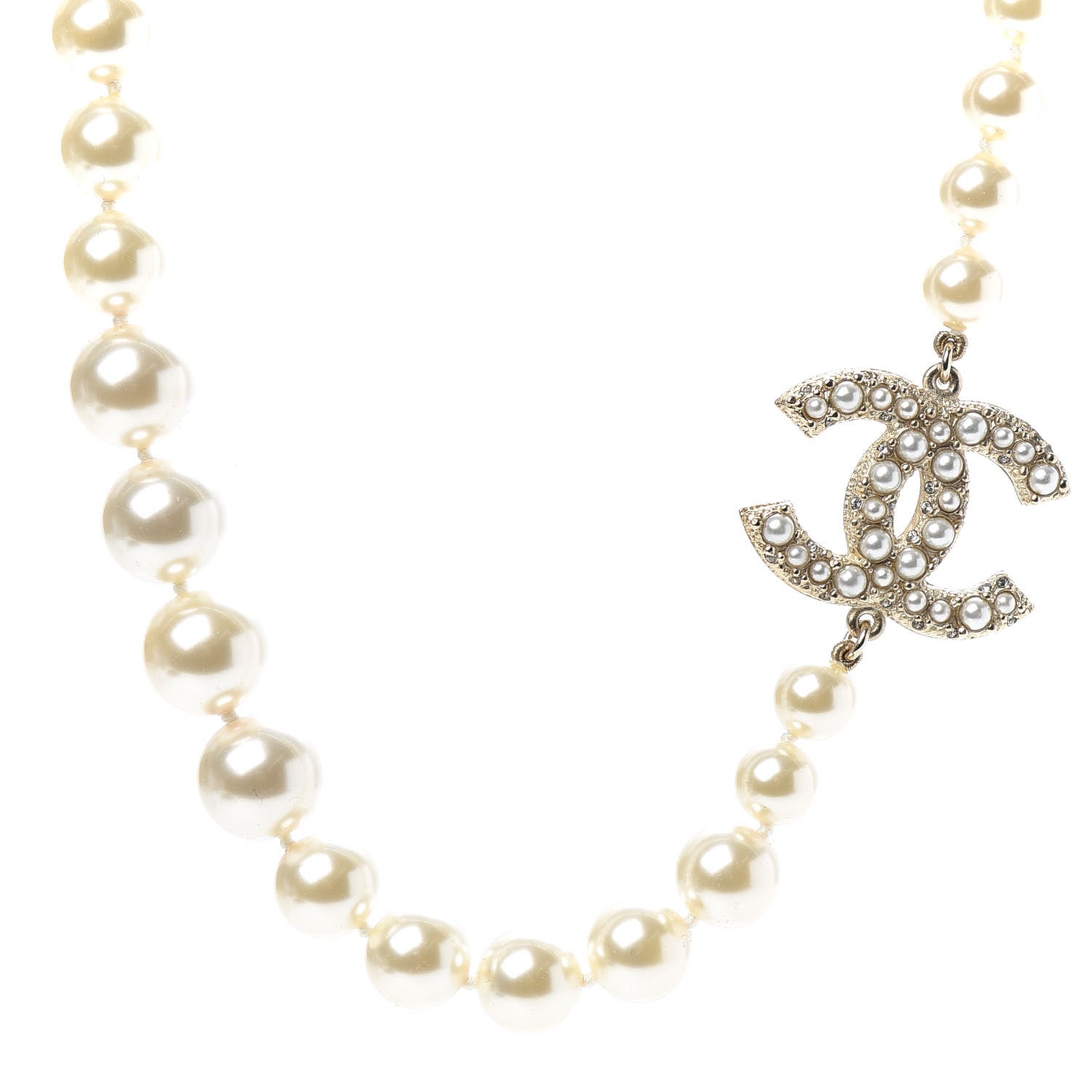 Chanel Graduated Pearl CC Short Necklace Gold 1 of 5