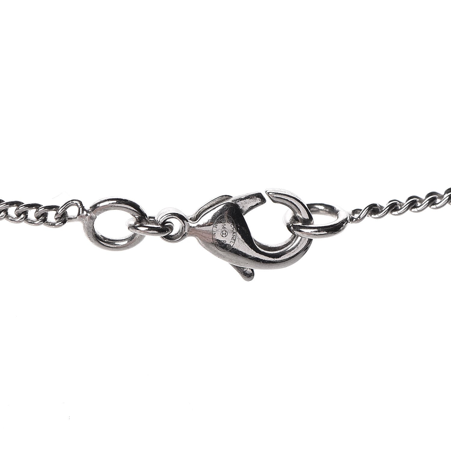 Chanel Baguette Crystal Pearl CC Lariat Necklace Silver 4 of 4